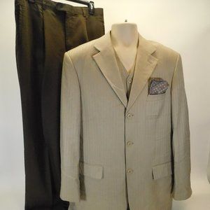 Milano Moda Tan Pinstripe Jacket Pants CL3128 0420